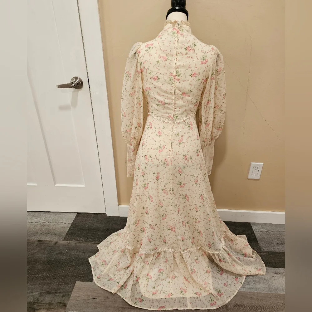 Vintage Floral Prairie Maxi Dress Cottagecore Gunne Sax Inspired - Picture 2 of 12